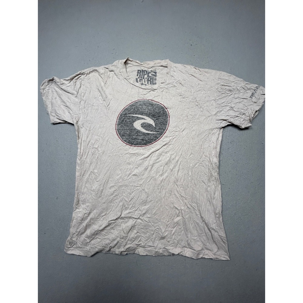 Rip Curl Graphic T-Shirt 100% Cotton Tan Beige Large Mens